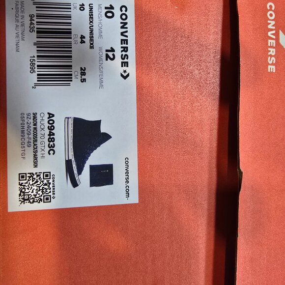 Converse Chuck 70 GTX Gore-Tex Men SHADOW BLACK SIZE 10 Casual Shoes A09483C - Picture 11 of 16